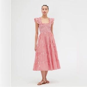 Hill House Red and White Striped Midi Dress